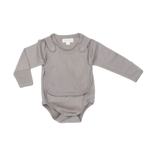 Smart Long Sleeve Kimono Bodysuit + Bib - Gray