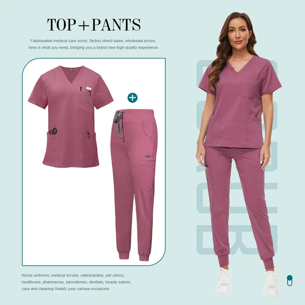 Medical Uniforms Slim Fit Women Scrubs Sets