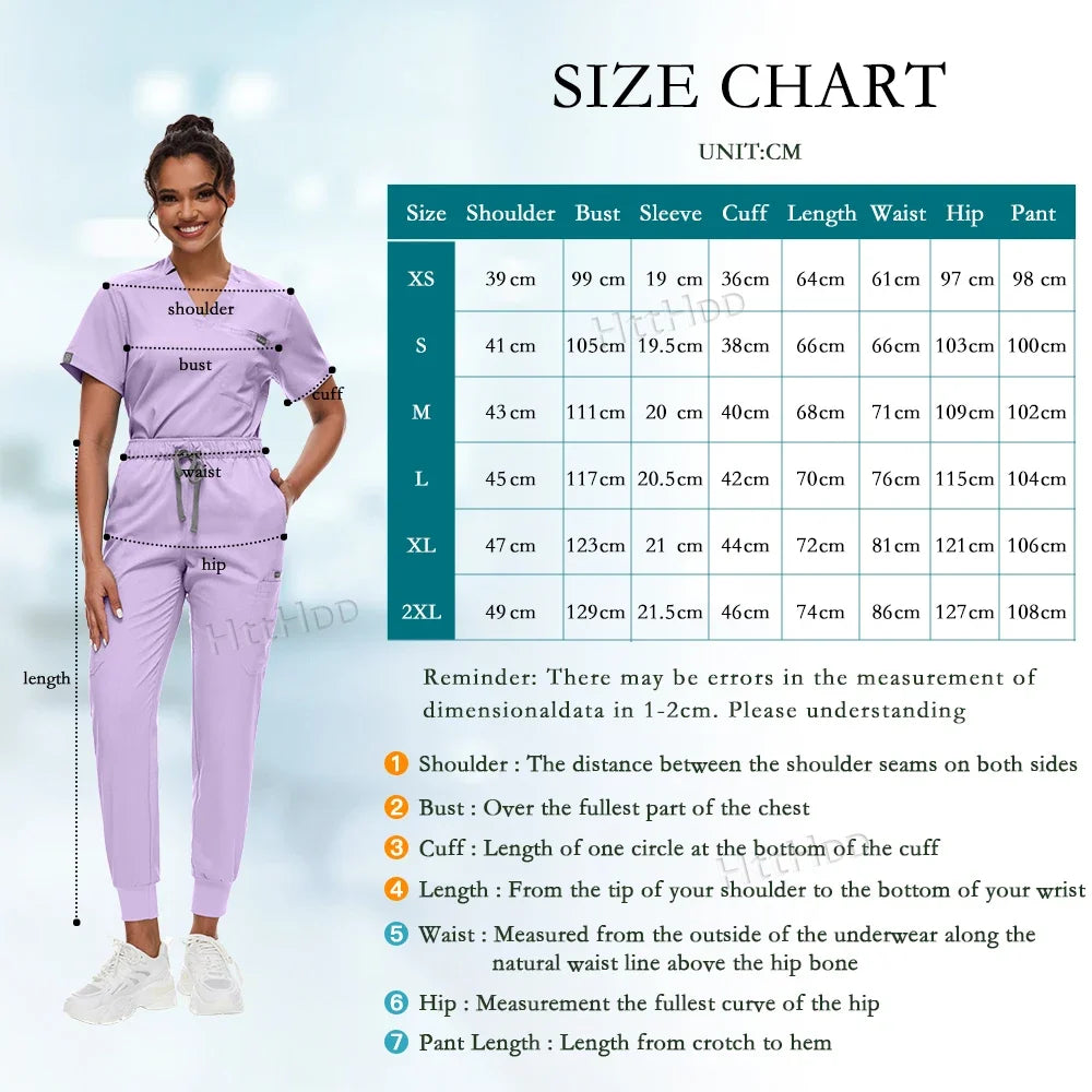 Medical Scrubs Set for Women Joggers V-Neck Pocket