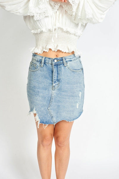 Amalia Ripped Denim Mini Skort