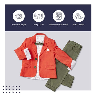 Little Boy's Colorful Suit Jacket, Pants and Button-Up Shirt 3-Piece