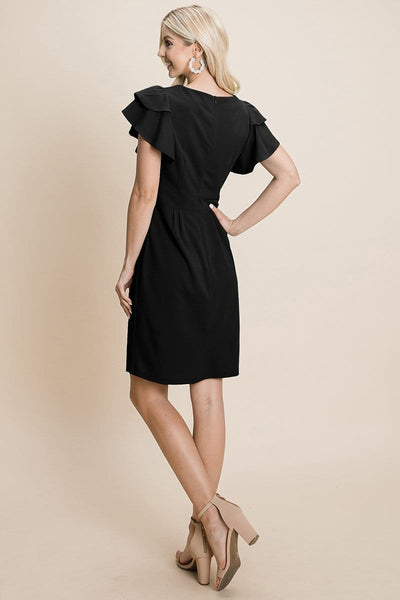 Casual Ruffle Sleeve Boat-Neck Sheath Bodycon Evening Party Cocktail