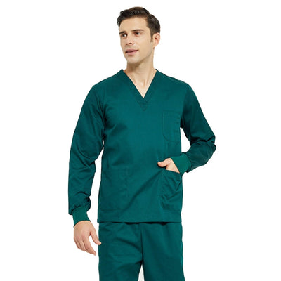 Men Scrub Pet Dental Work Clothes Long-sleeved Top + Pants Set, Size: