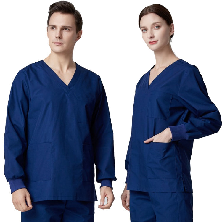 Men Scrub Pet Dental Work Clothes Long-sleeved Top + Pants Set, Size: