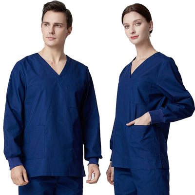 Men Scrub Pet Dental Work Clothes Long-sleeved Top + Pants Set, Size: