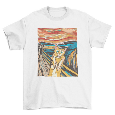 The Scream parody cat t-shirt