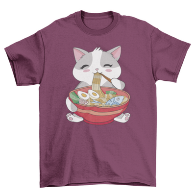 Cat animal eating ramen t-shirt