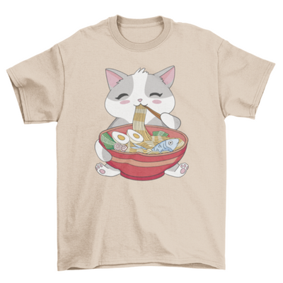 Cat animal eating ramen t-shirt